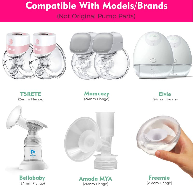 Durceler 20mm Silicone Flange Inserts Compatible with Medela/for Spectra S1 S2 / Elvie / S18 S21 / Momcozy S9 S12/ TSRETE 24mm Breast Pump Shields or Freemie 25mm; Reduce Nipple Tunnel Down to 20mm - Image 4